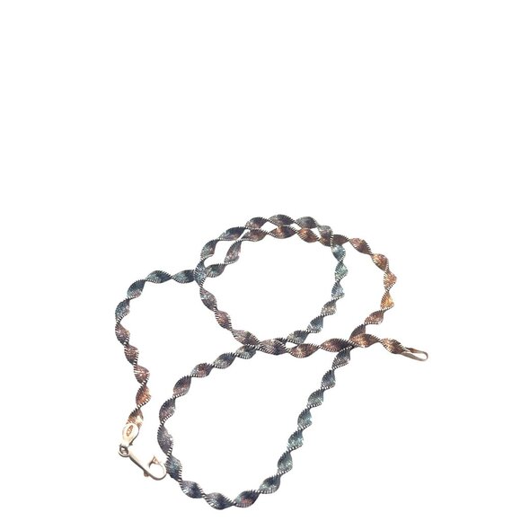 Twisted Chain Made In Italy Necklace 18" With Twist Design In Two-Tone Metal Fin - Picture 3 of 8